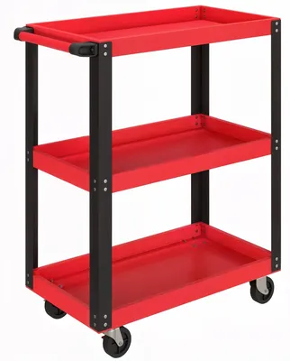 Obrázok produktu pre Nástrojový vozík s 3 úrovňami na kolieskach – nosnosť 120 kg | Farba: Červená | Rozmery: 35 x 70,5 x 82,5 cm