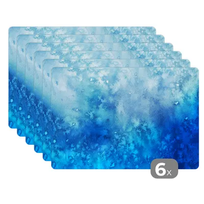 Obrázok produktu pre MuchoWow® Podložky Sada 6 podložiek Umývateľné podložky 30x45x0.3cm Akvarel - modrá - vzor Podložka pod stôl Nekĺzavá a odolná voči teplu