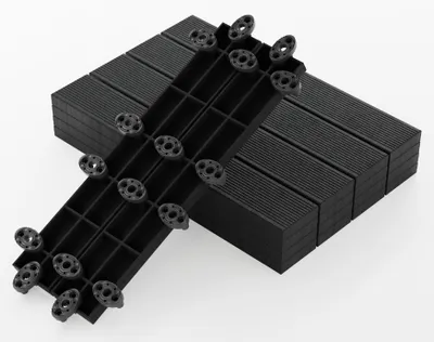 Produktbild von GUMI WPC Terrassendielen Terrassenfliesen Balkonfliesen Klickfliesen 50x8 cm – Komposit Klicksystem Stecksystem für Balkon und Terrasse | Anthrazit
