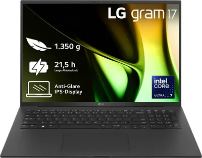 Image de LG Gram 17Z90S, Intel Core Ultra 7, 43,2 cm (17"), 2560 x 1600 pixels, 16 Go, 512 Go, Windows 11 Home