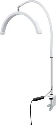 Zdjęcie produktu dla 16-calowa półksiężycowa lampa kosmetyczna LED z zaciskiem stołowym, lampa do wypełniania paznokci i rzęs o mocy 20 W, obracana o 360°, wtyczka EU, biała