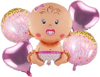Produktbild von XXL Babyparty Folienballon Set Mädchen "It's a Girl" Helium Baby Luftballons, Rosa