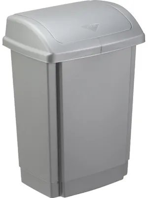 Produktbild von plast team Schwingdeckel-Abfalleimer 15 Liter silber