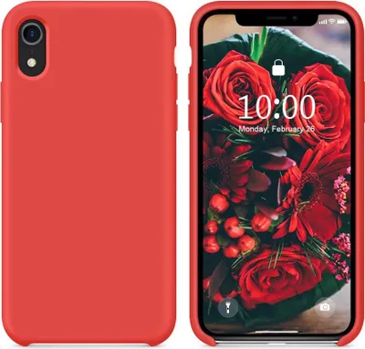 Produktbild von iPhone XR Hülle, iPhone XR Silikon Hülle, iPhone XR Silikon Handyhülle, iPhone XR Case Silikon, Schutzschale vor Stürzen und Stößen Silikon Handyhülle für iPhone XR 6,1 Zoll (2018), Rot