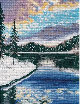 Immagine prodotto di Set per punto croce "Sera gelida", schema contato, 20x27cm