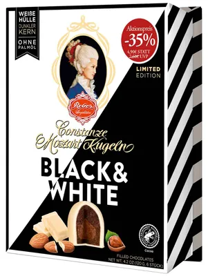 Produktbild von Reber Constanze Mozart Kugeln Black & White 6er -35%