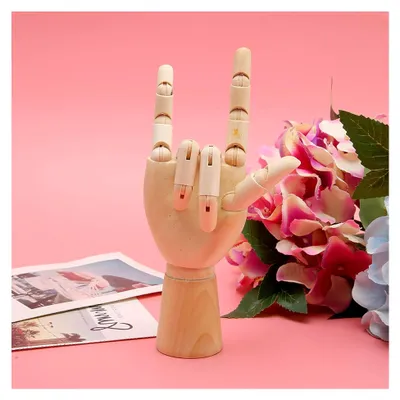 Produktbild von Handmodell aus Holz mit beweglichen Fingern für Schaufensterpuppen, Körperdekoration für Zuhause und Büro, Künstler Holzpuppe