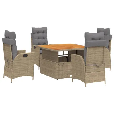 Produktbild von vidaXL 5-tlg. Garten-Essgruppe mit Kissen Beige Poly Rattan