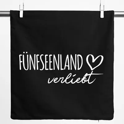 Produktbild von Huuraa Kissenbezug Fünfseenland verliebt 40x40cm Black Baumwolle Dekokissenbezug Geschenkidee