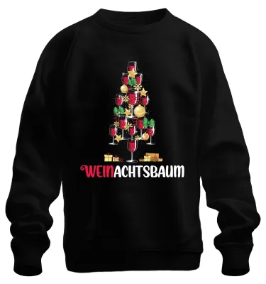 Produktbild von Weinachtsbaum Weintrinker - Weihnachten Weihnachtsgeschenk Sweatshirt Pullover, Schwarz, XL