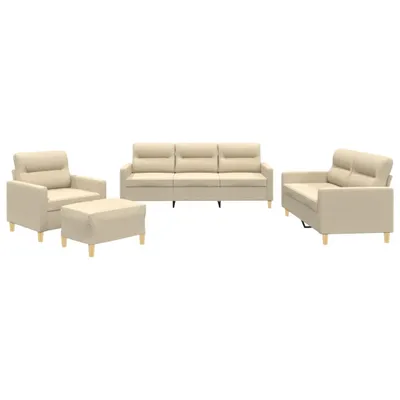 Produktbild von vidaXL 4-tlg. Sofagarnitur mit Kissen Creme Stoff