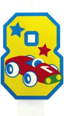 Produktbild von 8. Geburtstag Zahlenkerze mit Rennwagen