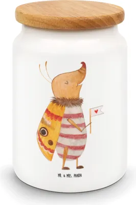Produktbild von Mr. & Mrs. Panda salzdose Nachtfalter Fähnchen - Weiß - Geschenk, Lustige Sprüche, Spruch Lustig, Keksdose, bonbondose, behälter, Süß, Küche Deko, Käfer, Teedose, Dose