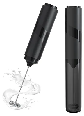 Elektrischer Milchaufschäumer, tragbar, mit Deckel, 0,3 l, schwarz