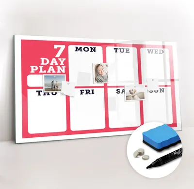 Produktbild von Magnetpinnwand Memoboard - Zubehörsatz - Schwarzer Marker + Schwamm + Magnete - 120 x 60 cm - Wochenplaner