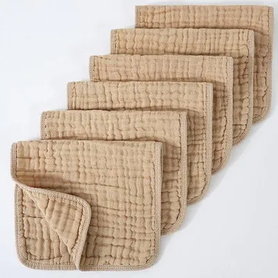 Zdjęcie produktu dla Miękkie chusteczki dla niemowląt 20 x 10 cm, opakowanie 6 sztuk, brązowe, bawełniane
