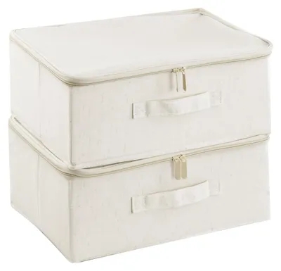 2er-Set Stoff-Aufbewahrungsboxen mit Deckel, faltbar, 38x25,5x16 cm