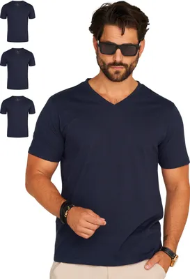 Produktbild von DAILY Baumwolle Herren T-Shirt BASETEEV Herren Basic Kurzarm Shirt V-Neck V-Ausschnitt