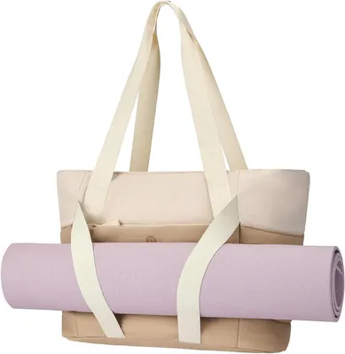 Productafbeelding van Gevoerde damestas met rits en riemen voor yogamat, geschikt voor laptop tot 15,6 inch