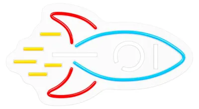 Image de Forever Light Veilleuse néon PLEXI LED RAKETE Enseigne lumineuse LED Signe Multicolore - UnReproduction de chambre pour le mur.
