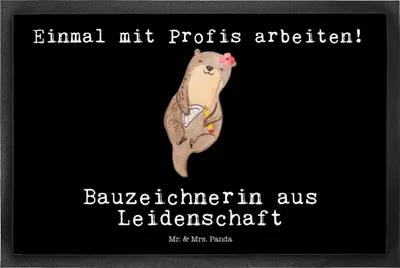 Produktbild von Mr. & Mrs. Panda fußmatte Bauzeichnerin Leidenschaft 50 x 75 cm - Schwarz - Geschenk, Fußabtreter, Schmutzfangmatte, Schmutzmatte, Schmutzfangteppich, Bodenvorleger