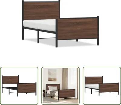 Produktbild von The Living Store Bettgestell mit Kopf- und Fußteil Metall 100x200 cm