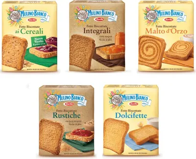 Produktbild von TESTPAKET Mulino Bianco Fette Biscottate 5 x 315g Zwieback kekse