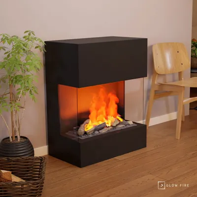 Produktbild von GLOW FIRE Elektrokamin 'Kästner' | Wasserdampf Kamin mit OMC 600 inkl. Holz in schwarz | HxBxT: 89x70x40 cm
