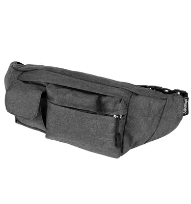 Produktbild von Schompi Hüfttasche Wasserabweisend Damen Herren Uni Bauchtasche 4 Fächer Gürteltasche Farbauswahl , Farbe:Grau