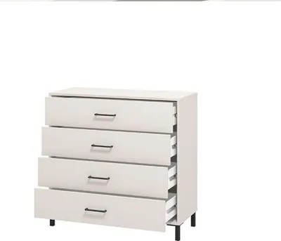 Immagine prodotto di Dmora Cassettiera Vidor 93x40x90h cm Bianco, 4 Cassetti Apertura Scorrevole