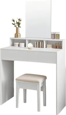 Immagine prodotto di Comò da trucco con specchio e spazio contenitivo – 80 x 40 x 140 cm