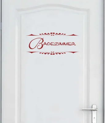 Produktbild von Wandtattoo - Wandaufkleber - Tür-/Wandtattoo "Badezimmer" klassisch - 60cm x 25cm dunkelrot - Dekoration Küche Wohnzimmer Wand