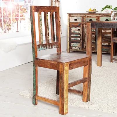 Produktbild von riess-ambiente Massiver Holz Stuhl JAKARTA aus recycelten Fischerbooten Esszimmerstuhl Essstuhl Küchenstuhl