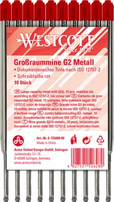 Produktbild von Kugelschreibermine G2 E-733489 00 1,2mm rot 10 Stück Packung mit 24 Stück