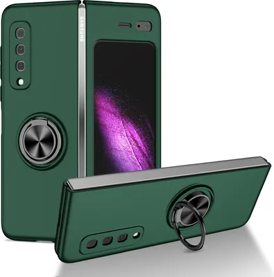 Produktbild von Samsung Galaxy Fold Hülle, Dünn Hart PC Schutzhülle mit Ringhalter Ständer für Samsung Galaxy Fold 2019 Grün