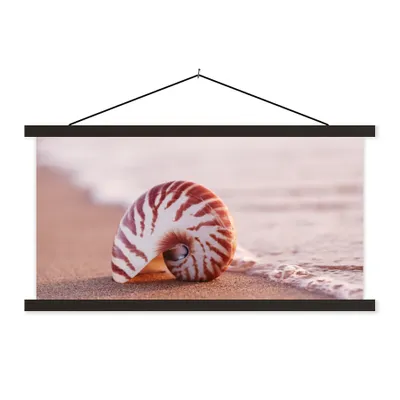 Produktbild von MuchoWow® Textilposter Muschel - Strand - Meer - Sand 60x30 cm mit schwarzem Rahmen - Textilien
