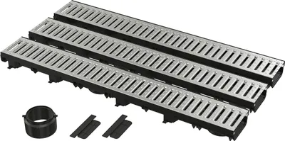 Image de AlcaDrain Garagenset Entwässerungsrinne mit verzinktem Rost 3 Meter