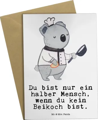 Produktbild von Mr. & Mrs. Panda neujahrskarte Beikoch Herz - Weiß - Geschenk, Restaurant, vatertagskarte, hochzeitskarten, Koch, firmungskarte, Gastronomie, Grußkarte, einladungskarten