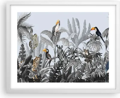 Produktbild von Gerahmtes Poster - Weißer Rahmen - Dschungel Tiere Tukane - 50x40 cm - Wand Bild - Wanddeko - Wandbilder - Kunstposter - Wandposter - Bilderrahmen - Bilder - Kunstdruck - P2WAA50x40-4662