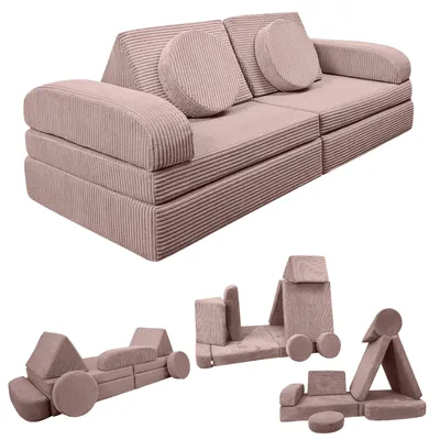 Produktbild von Izabell® Modulares Kindersofa – Spielsofa aus Weichem Cordstoff mit Funktion zum Schlafen für Kinder ( rosa )