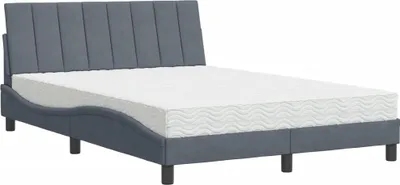 Produktbild von vidaXL Bett mit Matratze "Hanko" Dunkelgrau 140x200 cm Samt