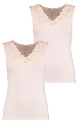 Produktbild von 2er Set T-Shirt Set ärmellos mit Spitzeinsatz | S