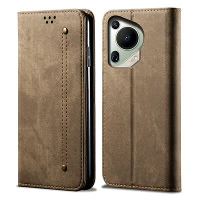 Produktbild von Hülle für Huawei Pura 70 Ultra Leder Brieftasche Flip Bookstyle Schutzhülle mit Standfunktion Khaki