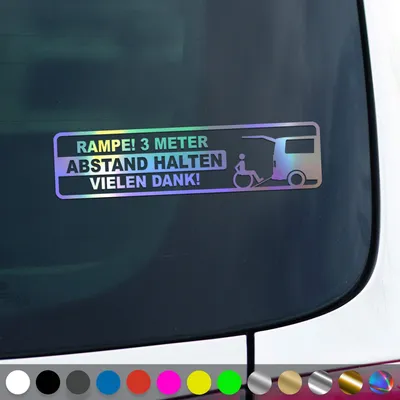 Produktbild von PantherPixel Rampe 3 Meter Aufkleber Abstand Halten Handicap Sticker Auto Geschenkidee Farbe Oilslick-Hologramm