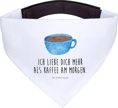 Produktbild von Mr. & Mrs. Panda Halstuch Für Hunde Kaffee Tasse - Weiß - Geschenk, Glücklich, Liebe, Bandana, Hundehalstuch, Genuss, Hals Tuch, Dreieckstuch, Lustige Sprüche, Hund