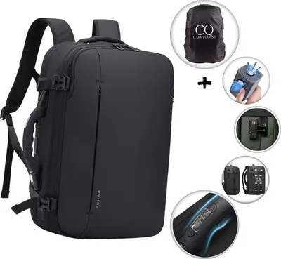 Productafbeelding van CarryQuest® - BANGE - Rugzak voor handbagage, uitbreidbaar, met TSA-slot, zwart