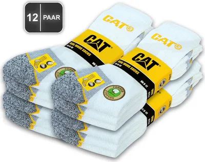 Produktbild von 12 Paar CAT® CATERPILLAR REAL WORK SOCKS Damen Herren Arbeitssocken Business Socken Strümpfe Farbe Weiß Größe 41-45