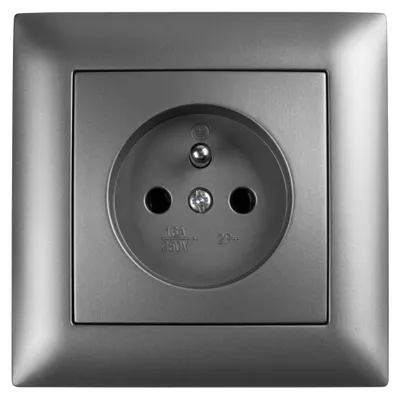 Zdjęcie produktu dla Gniazdo Pojedyncze Z Uziemieniem Toolight Jnh001-G + Ramka Grey