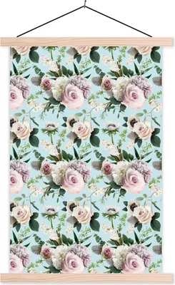 Produktbild von MuchoWow® Textilposter Blumen - Rose - Blatt 120x180 cm mit holzfarbenen Rahmen - Textil-Plakat