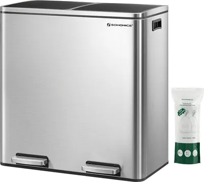 Produktbild von Songmics Mülleimer 60L Mülltrennsystem Treteimer Küche Silber